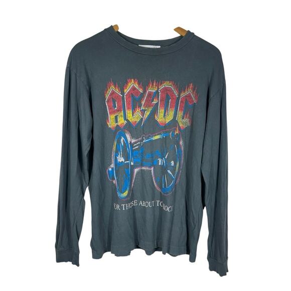 Daydreamer AC/DC For Those About to Rock Long Sleeve Top in Vintage Black Small - Picture 3 of 9